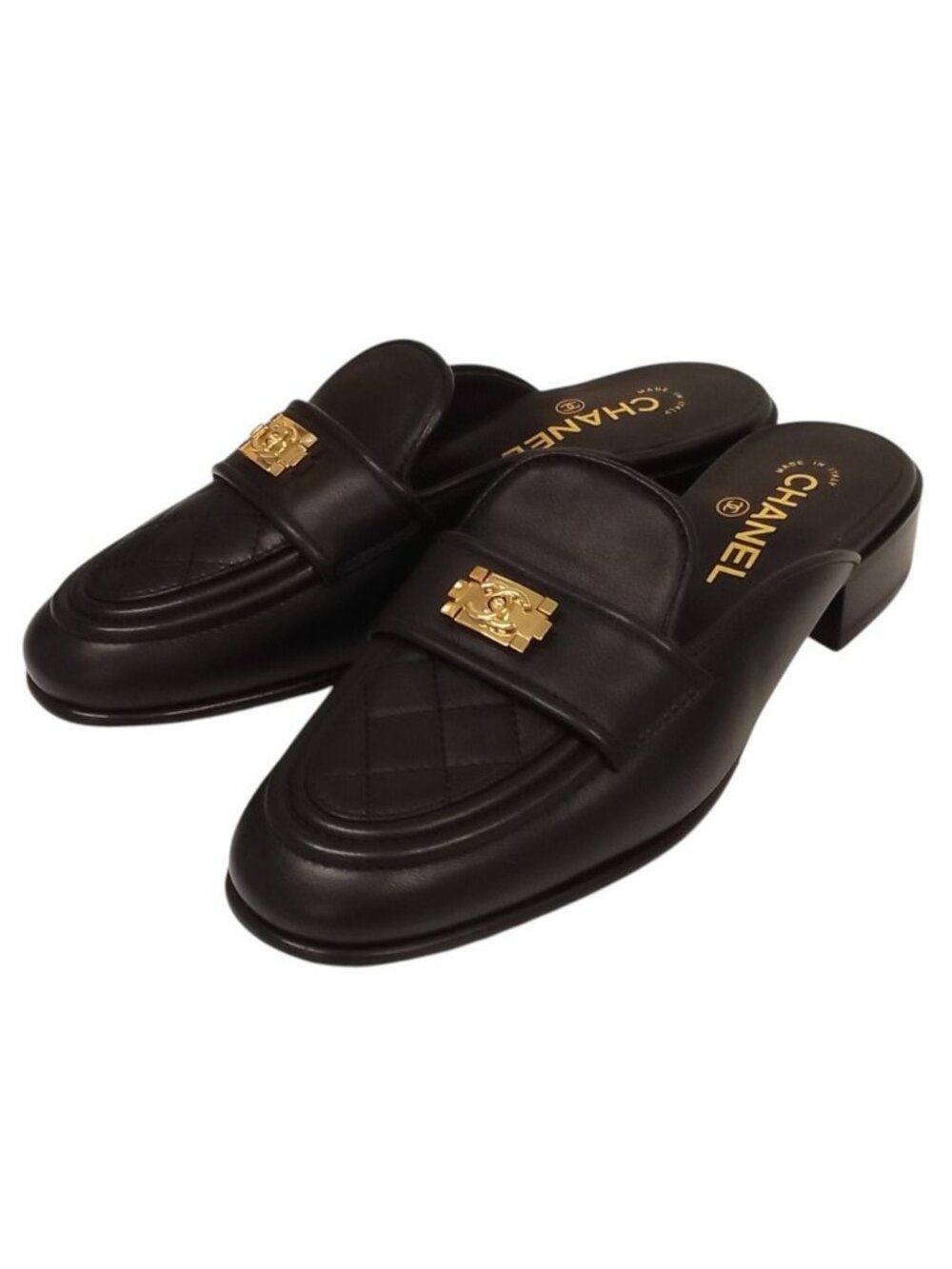 Chanel Boy Quilted Sandals Black 38